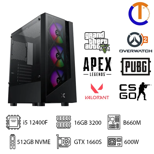 PC Gaming i5 12400F RAM 16GB GTX 1660S