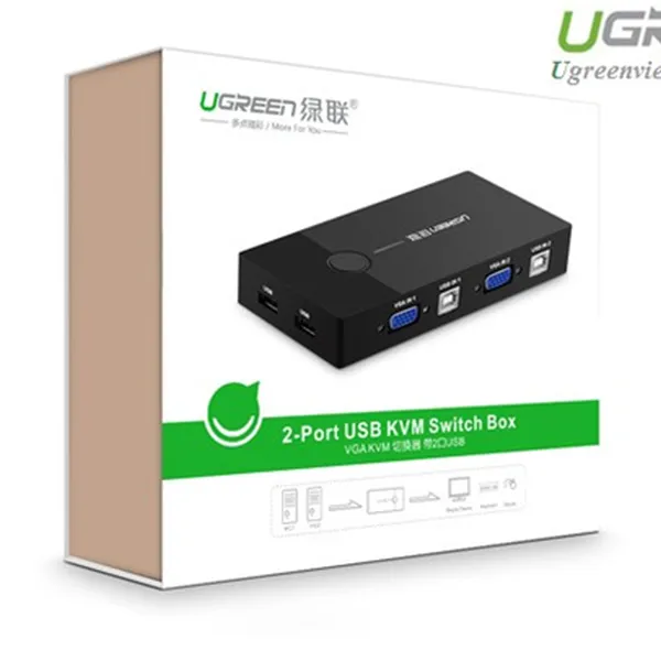 Bộ chuyển tín hiệu 2 CPU dùng 1 Màn hình KVM Switch USB Chính hãng Ugreen 30357 cao cấp