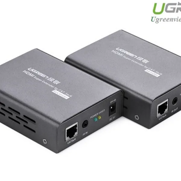 Bộ kéo dài tín hiệu HDMI 50m, 70m, 100m qua cáp lan Cat5,6 Ugreen 40210 (IR) chính hãng