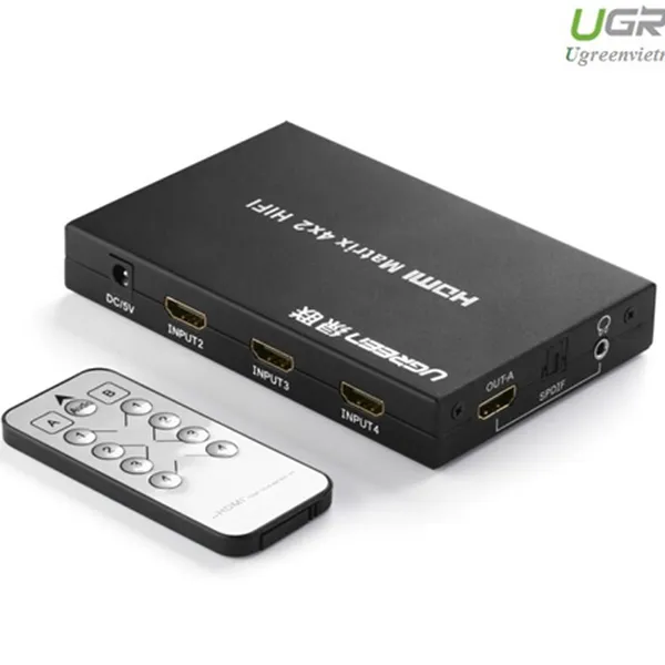 Bộ chuyển mạch HDMI matrix 4x2 chính hãng Ugreen 40216 cao cấp