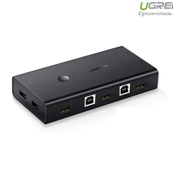 Bộ chuyển đổi 2 máy tính dùng 1 màn hình HDMI - Auto 2 USB KVM Switch chính hãng Ugreen 50744