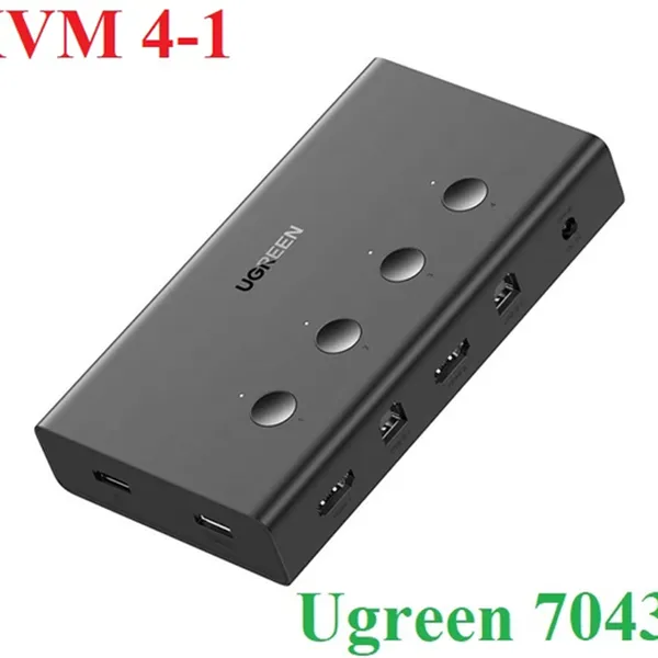 Bộ chuyển tín hiệu 4 CPU dùng 1 màn hình KVM Switch USB, HDMI 4K@60Hz Ugreen 70439 cao cấp