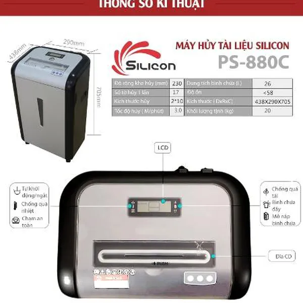 Máy Hủy Giấy SILICON PS-880C