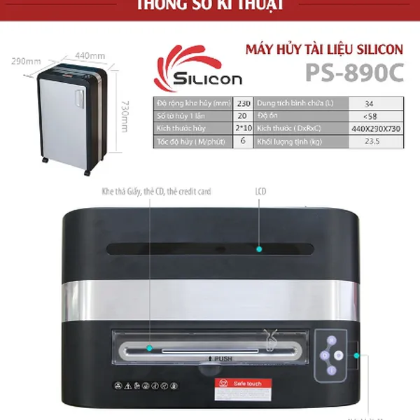 Máy Hủy Giấy SILICON PS-890C