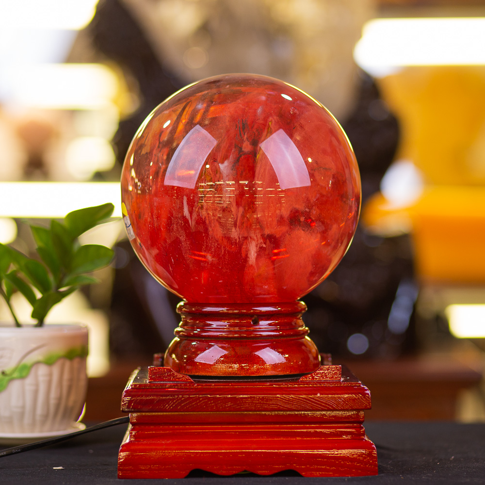 Quả Cầu Phong Thuỷ Đá Núi Lửa Đỏ 8.4kg - M034610
