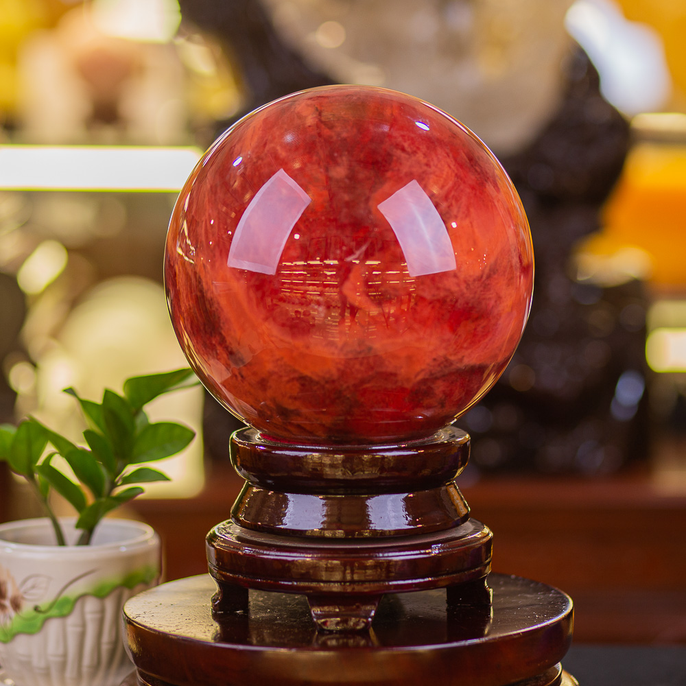 Quả Cầu Phong Thuỷ Đá Núi Lửa Đỏ 10.7kg - M034611
