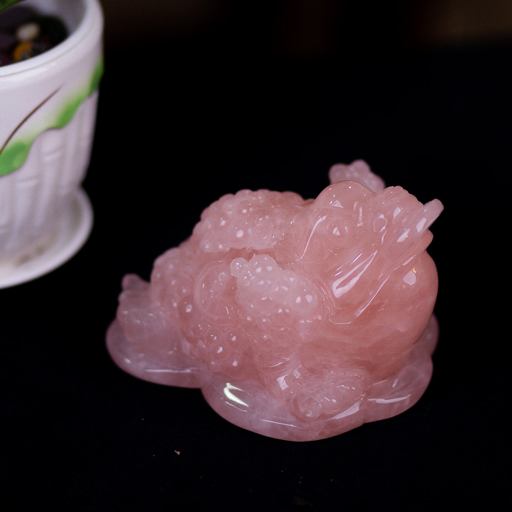 Thiềm Thừ (Cóc 3 Chân - Cóc Ngậm Tiền) Thạch Anh Hồng 1,04kg - M13667