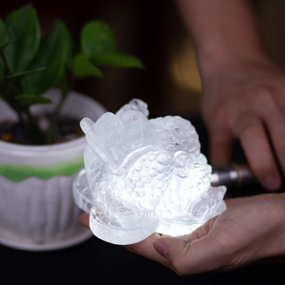 Thiềm Thừ (Cóc 3 Chân - Cóc Ngậm Tiền) Thạch Anh Trắng 0,5kg - M13694