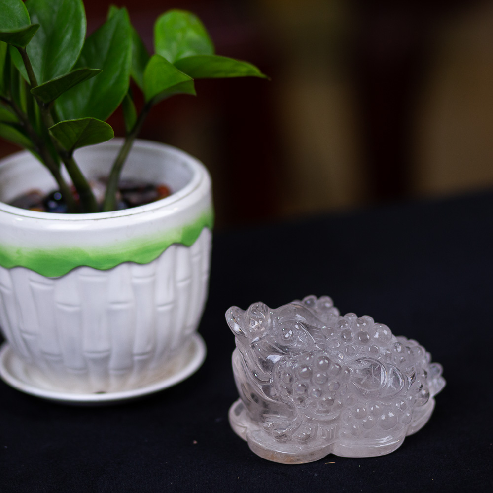 Thiềm Thừ (Cóc 3 Chân - Cóc Ngậm Tiền) Thạch Anh Trắng 0,5kg - M13697