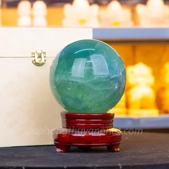 Quả Cầu Thạch Anh Xanh - Fluorite Xanh Trong Thấu Quang VIP 3.36Kg - 12.5cm M227240