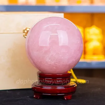 Qủa Cầu Phong Thủy Đá Thạch Anh Hồng Có Sao* 4.23kg - 13.5cm M057319