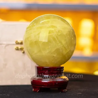 Quả Cầu Phong Thủy Đá Thạch Anh Vàng 2.6kg, 12cm - M19777