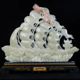 Tác Phẩm Thuận Buồm Đá Phong Thủy, Đá Ngọc Onyx (Quà Tặng Phong Thủy VIP) M2418