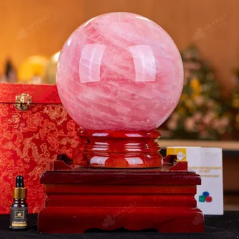 Quả Cầu Phong Thủy Đá Thạch Anh Hồng 6B - 10,37kg - M28901037