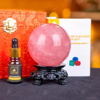 Quả Cầu Phong Thủy Đá Thạch Anh Hồng - 0,6kg - M238106