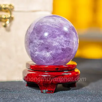 Qủa Cầu Đá Phong Thủy Thạch Anh Tím - 0,54kg - 7,5cm M25984