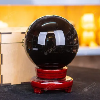Qủa cầu phong thủy màu đen | Đá núi lửa obsidian đen 4.21kg - 14.2cm - M0388