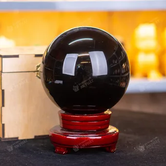 Qủa cầu phong thủy màu đen | Đá núi lửa obsidian đen 4.23kg - 14.5cm - M0833