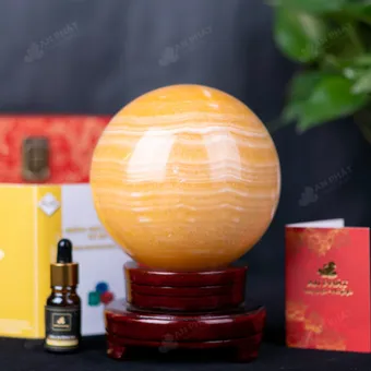 Quả Cầu Đá Phong Thủy Hoàng Long (Onyx) Vàng - 3,18kg - M1836318