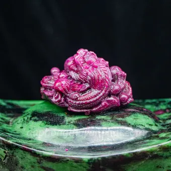 Mặt Phật Bản Mệnh | Mặt Đá Ruby Hình Rồng M2429