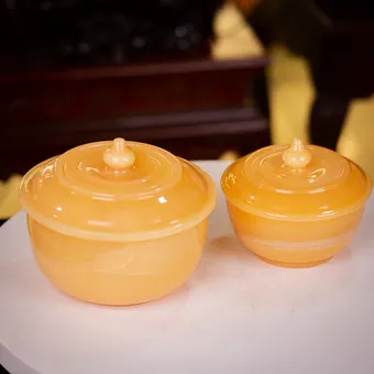 BÁT TỤ BẢO | BÁT TỤ LỘC | BÁT TỤ TÀI | BÁT TỤ THỦY ĐÁ NGỌC ONYX VÀNG CÓ NẮP ĐẬY (không cốt, không ngũ sắc, không nén vàng, không đế)