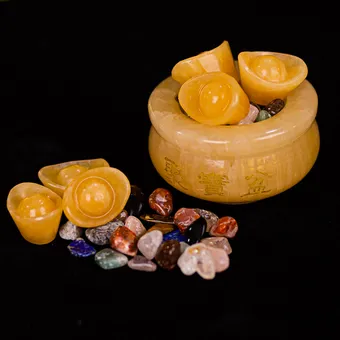 BÁT TỤ BẢO | BÁT TỤ LỘC | BÁT TỤ TÀI | BÁT TỤ THỦY NGỌC HOÀNG LONG 10cm - 1Kg (3 nén vàng, vụn ruby, vụn ngũ sắc) - M14186