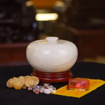 BÁT TỤ BẢO | BÁT TỤ LỘC | BÁT TỤ TÀI | BÁT TỤ THỦY NGỌC ONYX 18cm - 4,2Kg (5 nén vàng, vụn ruby, vụn ngũ sắc, cốt thất bảo, đế gỗ) - M211715