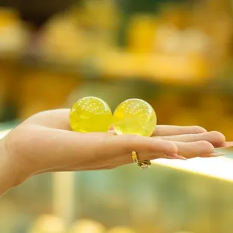 Cặp Bi Lăn Tay Thạch Anh Vàng 014-0911A-KD