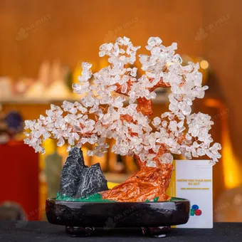 Cây Tài Lộc Đá Thạch Anh Trắng Dáng Núi - 32cm - M2820157