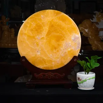 Đồng Điếu, Đồng Tiền May Mắn Ngọc Onyx Vàng 40cm - M21051