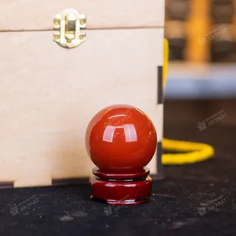 Quả cầu ngọc bích | quả cầu ngọc bích đỏ 0.19kg - 5.2cm - M2734