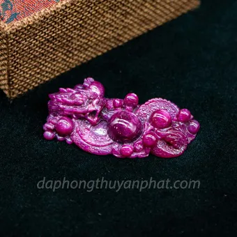 Mặt Phật Bản Mệnh | Mặt Đá Ruby Hình Rồng M2375 - 46g