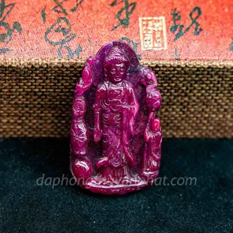 Mặt Phật Bản Mệnh | Mặt A Di Đà Đá Ruby Đỏ M2373 - 48,1g