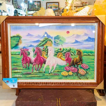 Tranh Đá Phong Thủy | Tranh Đá Quý Cao Cấp - Tranh Bát Mã Chất Liệu Đá Quý Tự Nhiên | M1268 - Kích Thước 1m45 x 1m05