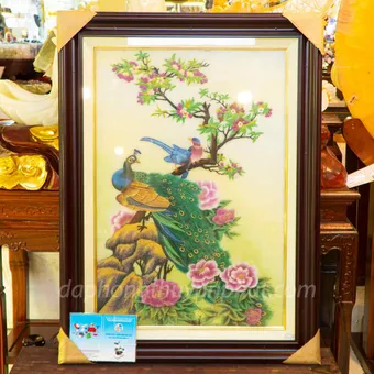 Tranh Đá Phong Thủy | Tranh Đá Quý Cao Cấp | Tranh Đá Quý Phong Cảnh - Tranh Uyên Ương Hạnh Phúc Chất Liệu Đá Quý Tự Nhiên | M1243 - 1m1 x 80cm