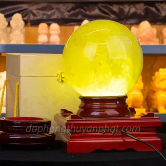 Quả Cầu Phong Thủy Đá Thạch Anh Vàng 5A 7.81kg - 17cm
