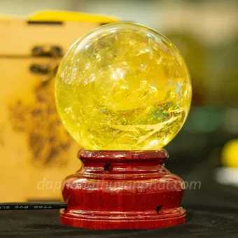 Quả Cầu Phong Thủy Đá Thạch Anh Vàng 1.21kg - 9.5cm AH010