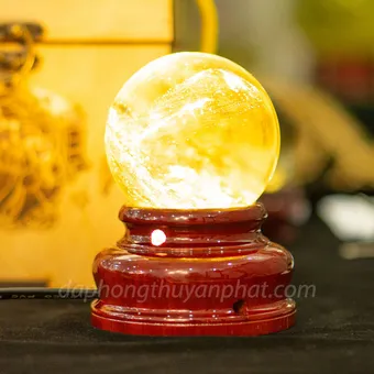 Quả Cầu Phong Thủy Đá Thạch Anh Vàng 0.58kg - 7.5cm AH017