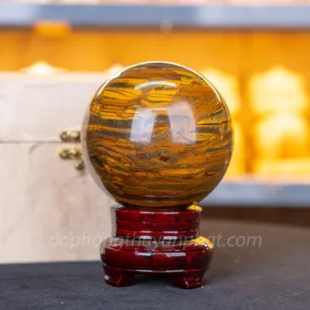 Qủa Cầu Phong Thủy Đá Mắt Hổ 2.35kg M039017 - 11.5cm
