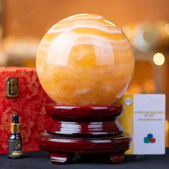 Quả Cầu Đá Phong Thủy Hoàng Long (Onyx) Vàng - 7,57kg - M1836757