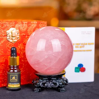 Quả Cầu Phong Thủy Đá Thạch Anh Hồng - 0,96kg - M1479096
