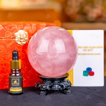 Quả Cầu Phong Thủy Đá Thạch Anh Hồng - 1,1kg - M147911
