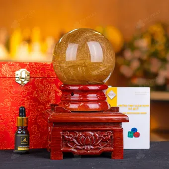 Quả Cầu Phong Thủy Đá Thạch Anh Tóc Vàng VIP - 1,6kg - M686816