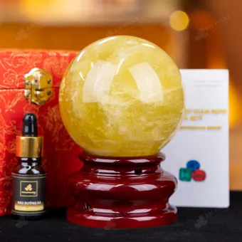 Quả Cầu Phong Thủy Đá Thạch Anh Vàng 1A - 1,2kg - M197712