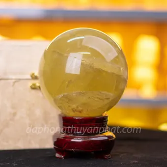 Quả Cầu Phong Thủy Đá Thạch Anh Vàng 2.58kg, 12cm - M19776