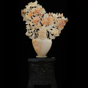 Tác Phẩm Bình Hoa Phú Quý Đá Phong Thủy, Đá Ngọc Onyx (Quà Tặng Phong Thủy VIP) M2401