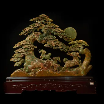 Tác Phẩm Tam Dương Khai Thái Đá Phong Thủy, Đá Ngọc Onyx (Quà Tặng Phong Thủy VIP) M2345