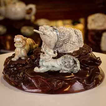 Thiềm Thừ Ngọc | Thiềm Thừ Ngọc Phỉ Thúy | Combo Thiềm Thừ (Cóc 3 Chân, Cóc Ngậm Tiền) Tỳ Hưu Tài Lộc Ngọc Jadeit - M1221