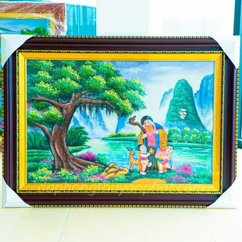 Tranh Đá Phong Thủy | Tranh Đá Quý Cao Cấp | Tranh Trường Thọ - Chất Liệu Đá Quý Tự Nhiên 100% - Kích Thước: 1m1 x 0,8m AT000