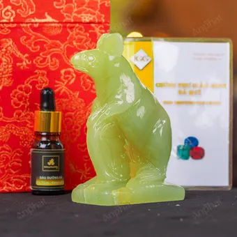 Tượng Chuột Đá Onyx Xanh - 12cm - M2901045